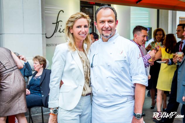 (R-L) Chef Fabio Trabocchi and Maria Trabocchi's top rated Fiola restaurant celebrated its third anniversary, with an intimate patio party.